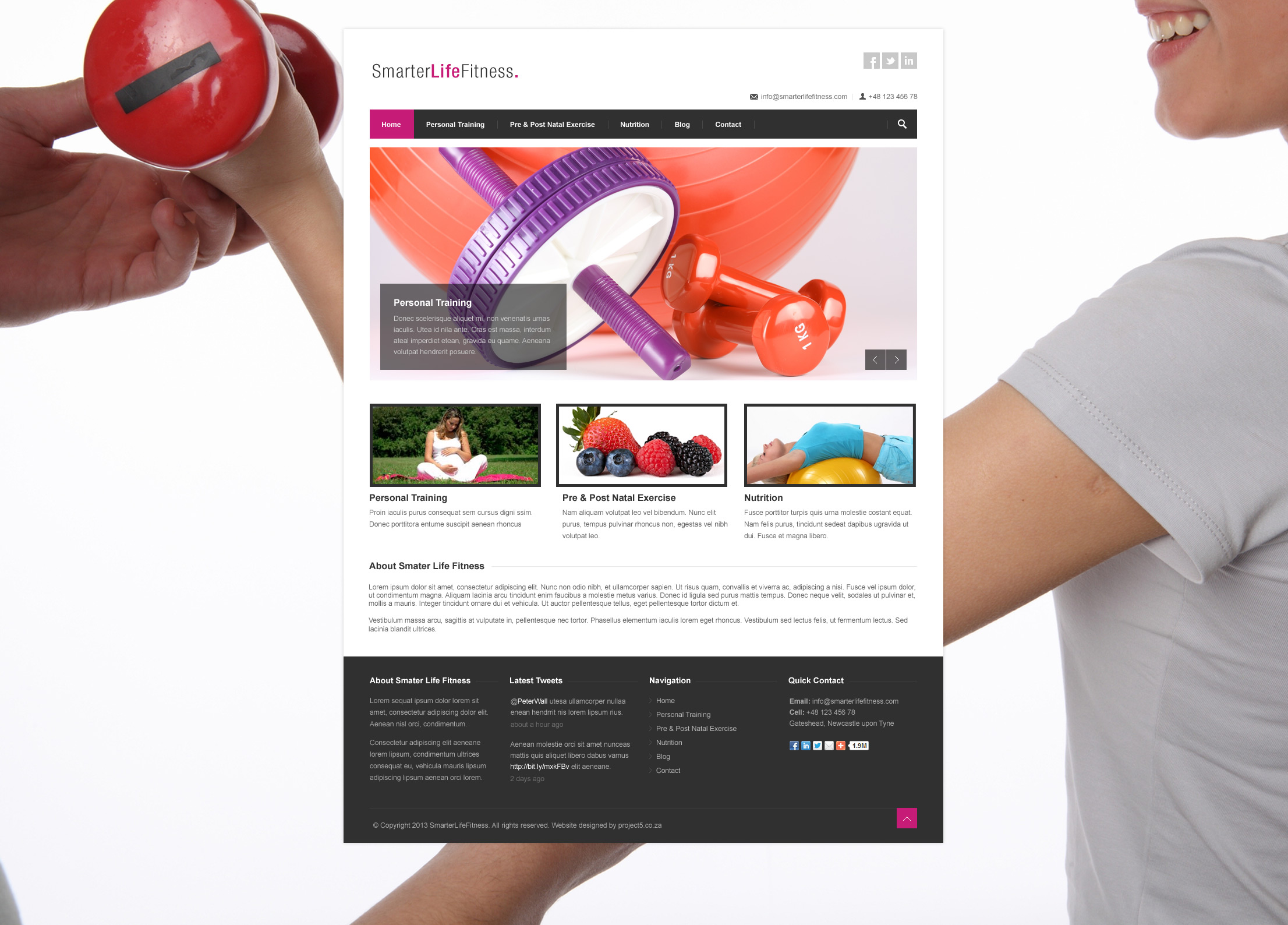 Responsive Wordpress website concept designed for Smarter Life Fitness